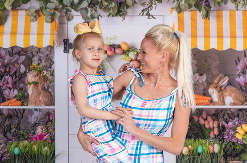 Bowtism Exclusive Mommy & Me Spring Romper with Matching Bow - Bowtism